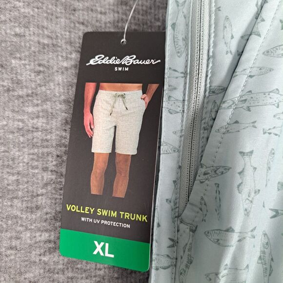 Eddie Bauer Light Blue Fish Print Volley Swim Trunk Shorts NWT MENS Size XL - Picture 4 of 9